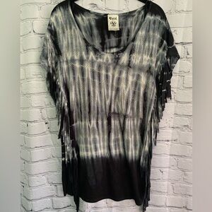 Vocal Tie Dyed Fringed Embellished T Shirt Size Large